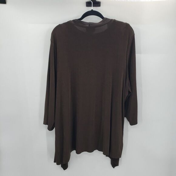 Maggie Barnes 2 Piece Cardigan Tank Top Set Womens 1x 2x Brown Slinku Knit - Picture 2 of 12